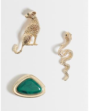 ASOS Pack Of 3 Mixed Brooches - White