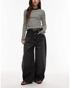 AllSaints Payton Cropped Barrel Leg Denim Jeans - Black