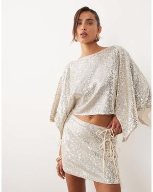 ASOS Sequin Cape Top - Natural
