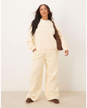 ASOS Asos Design Curve Wide Leg Brushback Jogger - Natural