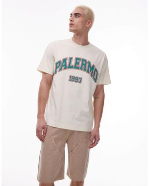 TOPMAN Oversized Fit T-shirt With Palermo Print - White