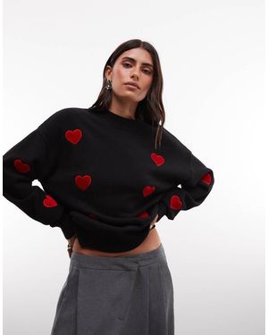 French Connection Jersey De Punto Con Aplique De Corazón - Negro