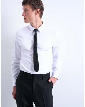 TOPMAN Long Sleeve Formal Slim Sateen Shirt - White
