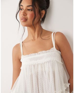 ASOS Tiered Dobby Cami With Ruffle Frill - Grey