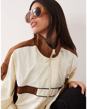 Lioness Rhode Funnel Neck Windbreaker Jacket - Brown