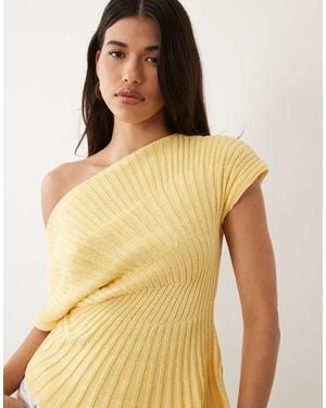 ASOS Knitted Cinched Pleated Top - Yellow