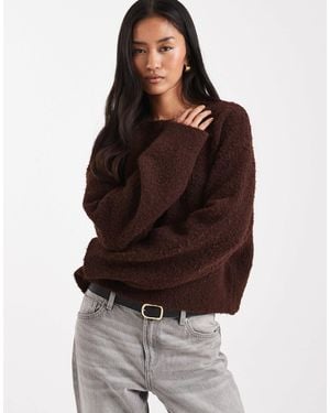 Miss Selfridge – lockerer pullover aus bouclé - Braun