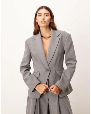 ARRANGE Co-ord Premium Tailored Blazer With Cinched Waist - Gray