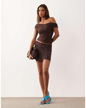 ASOS Sheer Mesh Mini Skirt - Natural