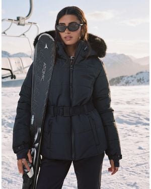 ASOS 4505 Ski & Snow 4505 Ski Water Repellent Insulated Ski Jacket With Belt - Blue