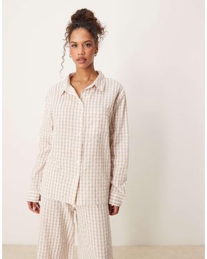 Luna Oversized Pyjama Shirt Co-ord - Natural