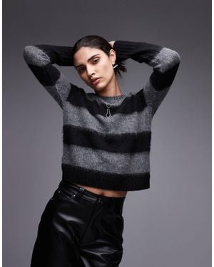 AllSaints – gestreifter strickpullover - Grau