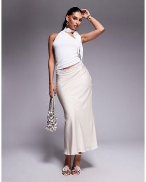 Princess Polly Charmaine Satin Lace Trim Waist Maxi Skirt - Purple