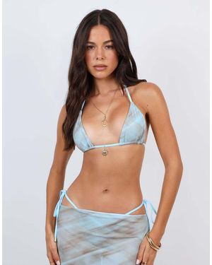 SIMMI Abstract Print Triangle Bikini Top - Blue