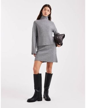 Object Roll Neck Knitted Jumper Co-ord - Grey