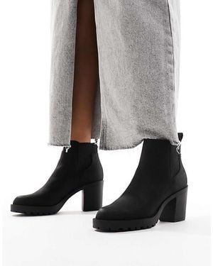 ONLY Botas Negras De Tacón De Cuero Sintético De - Negro