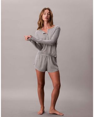 Calvin Klein Waffle Pyjama Shorts - Grey