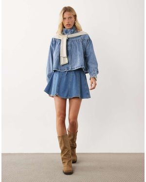 ASOS Minifalda Vaquera Evasé De Conjunto En - Azul