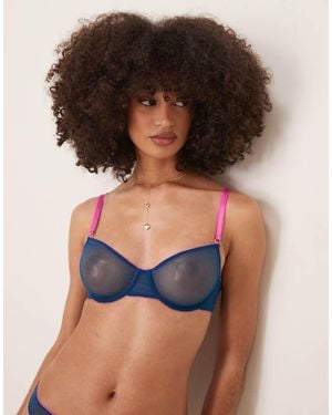 Dora Larsen Delilah Tulle Underwired Bra - Blue