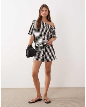 ASOS Crochet Jersey Short Co-ord - Natural