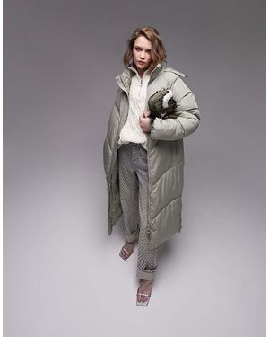 TOPSHOP Longline Puffer Jacket - Grey