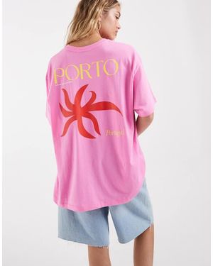 Vero Moda Porto Oversized Graphic T-shirt - Pink