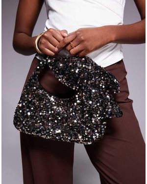 New Look Bolso De Mano Marrón Con Lazo De Lentejuelas De - Multicolor