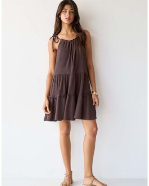 Pull&Bear Vestito Corto A Pannelli - Marrone