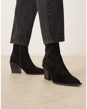 ASOS Wide Fit Remedy Heeled Western Boots - Black