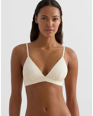 Oysho Bubble-Texture Crochet Triangle Bikini Top - Brown