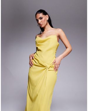 ASOS Cowl Neck Twist Front Maxi Dress - Metallic