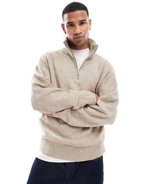 Jack & Jones Oversized Fluffy Half Zip - Natural