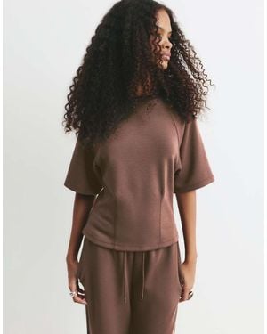 Pull&Bear Short Sleeve Sweatshirt - Brown