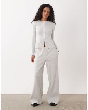 4th & Reckless Ribbed Jersey Wide Leg Pants Co-ord - White