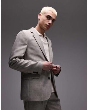 TOPMAN Relaxed Textured Suit Jacket - Grey