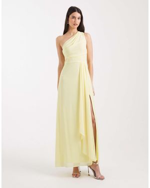 TFNC London Bridesmaid Chiffon One Shoulder Side Split Maxi Dress - Metallic