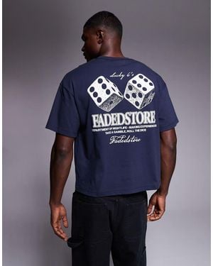 Faded Store Lucky Six's Back Print Tee - Blue