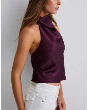 Stradivarius Satin Effect Halter Top - Purple