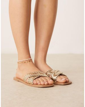Asos Design Wide Fit Flossie - sandales plates tressées - Neutre