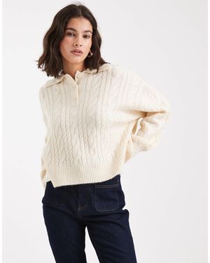 ASOS Polo en maille torsadée - crème - Blanc