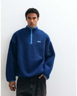 Collusion Borg Funnel Neck Zip Through - Blue