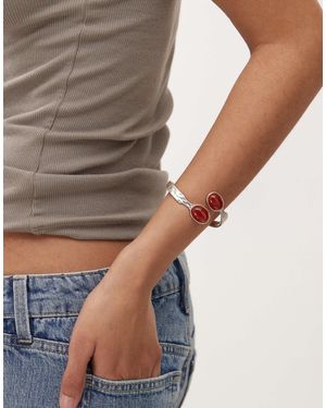 En Route Honeymoon Bangle Bracelet With Red Carmelian Stone - Grey