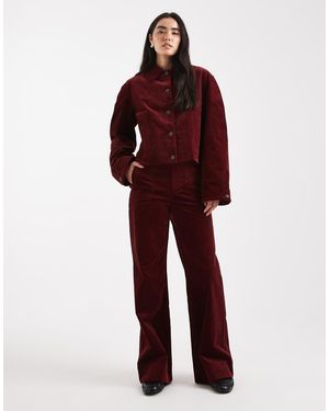 ASOS Wide Leg Pocket Detail Cord Trousers - Red