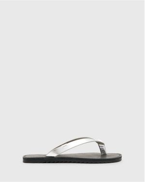 AllSaints Sydney Leather Thong Sandals - Metallic