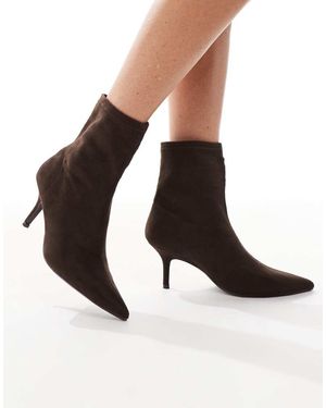 New Look Botas Marrón Medio De Estilo Calcetín De Tacón De Aguja De