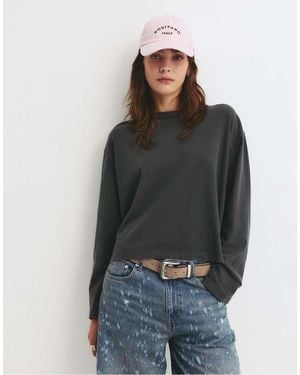 Pull&Bear Striped Boxy T-shirt - Black