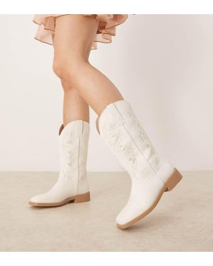 Glamorous Botas Por La Rodilla De Estilo Wéstern Con Bordados De -Neutro