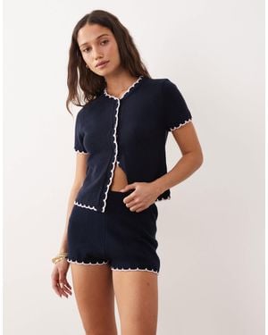Miss Selfridge Blanket Stitch Short - Blue