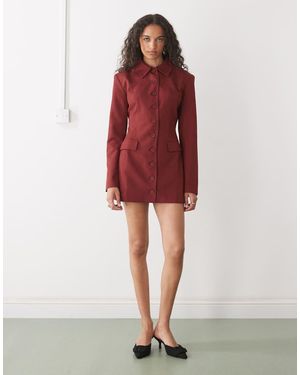 Lioness Vestido De Sastre Corto Estilo Americana Estructurado Con Botones Delanteros Cheri De - Rojo