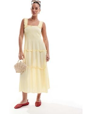 Vero Moda Shirred Cami Midi Dress - Natural